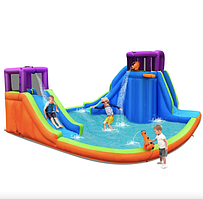 Надувна водна гірка Costway Canons з водяними пістолетами та баскетбольним кільцем (без вентилятора)