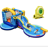Надувна водна гірка Costway Planet з двома басейнами та насосом
