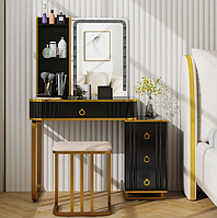 Туалетний столик Costway Vicci з пуфом + дзеркало LED чорний