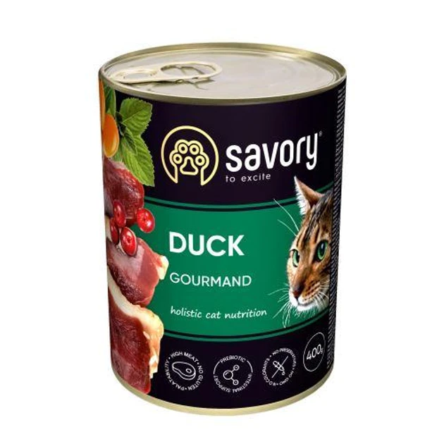 Вологий корм SAVORY Cat Adult Duck Сейворі для дорослих вибагливих кішок з качкою 400 гр