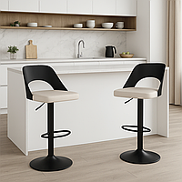 Комплект барних стільців Costway Navare екошкіра чорно-білий