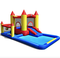 Надувний водний центр Costway Happyland з гіркою 400см з вентилятором