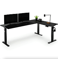 Комп'ютерний кутовий стіл Di Volio Trani з регульованою висотою чорний