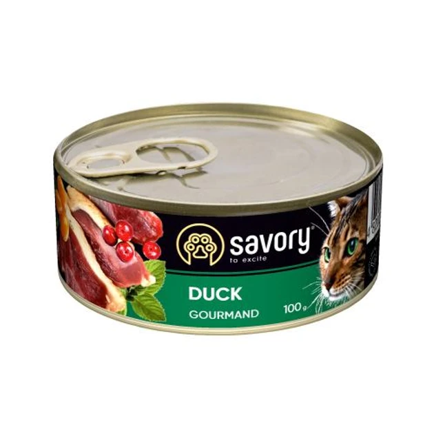 Вологий корм SAVORY Cat Adult Duck Сейворі для дорослих вибагливих кішок з качкою 100 гр