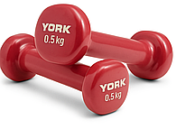 Гантелі для фітнесу вінілові круглі York Fitness 2х0,5кг рожевий