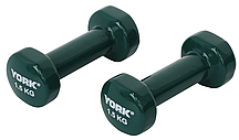 Гантелі для фітнесу вінілові круглі York Fitness 2х1,5кг зелений