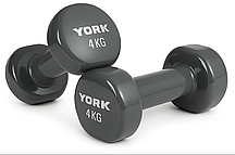Гантелі для фітнесу вінілові круглі York Fitness 2х4кг сірий