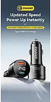 Essager 140W двопортовий зарядний пристрій від прикурювача автомобіля 12В, 24В USB Type-A 3A, Type-C 140W