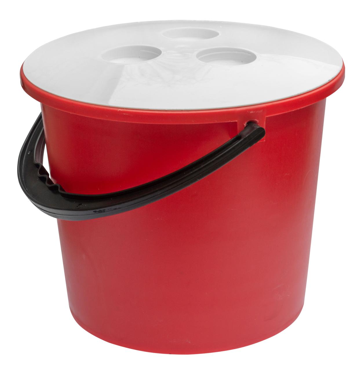 Відро пластикове 8 літрів з кришкою червоне Ø 27 см h=24 см (Юніпласт), фото 1