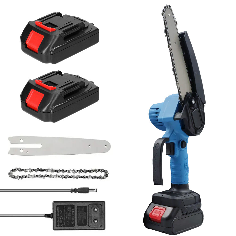 Акумуляторна міні пила 6" +2АКБ / Ланцюгова електропила / Садова пила для обрізки дерев, фото 1