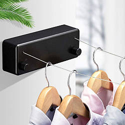 Висувна мотузка для білизни, подвійна, 4,2 м, Чорна / Настінна сушарка для одягу / Мотузка для сушіння білизни