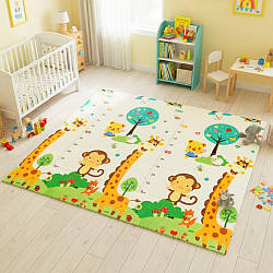 Дитячий термокилимок двосторонній 200х180см, Тварини та Цифри / Розвиваючий килимок для дітей / Ігровий килимок дитячий