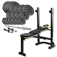 Набір Besport PowerPro 89кг з прямим грифом та лавою WB-003