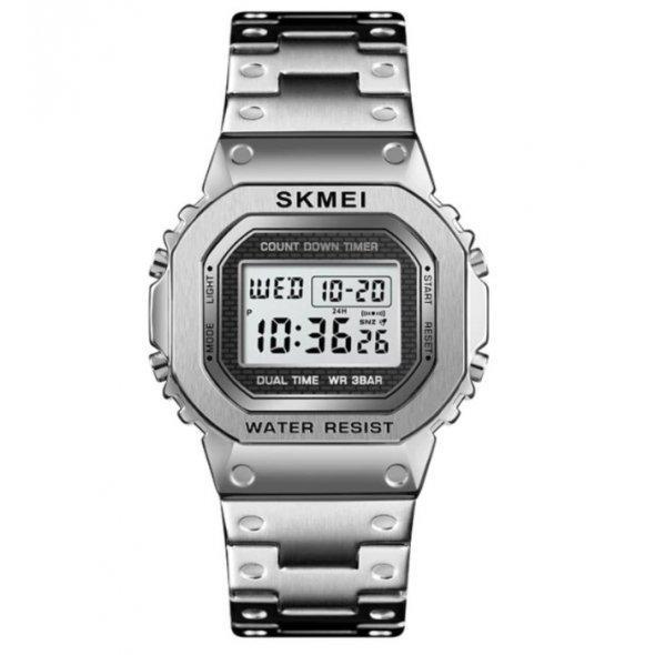 Чоловічий наручний годинник Skmei 1456 Singapore Сріблястий, фото 1