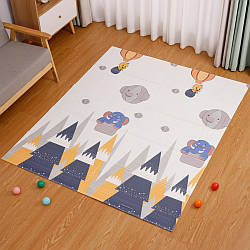 Дитячий термокилимок двосторонній 180х150см, Слоник та дорога / Ігровий килимок дитячий / Розвиваючий килимок для дітей