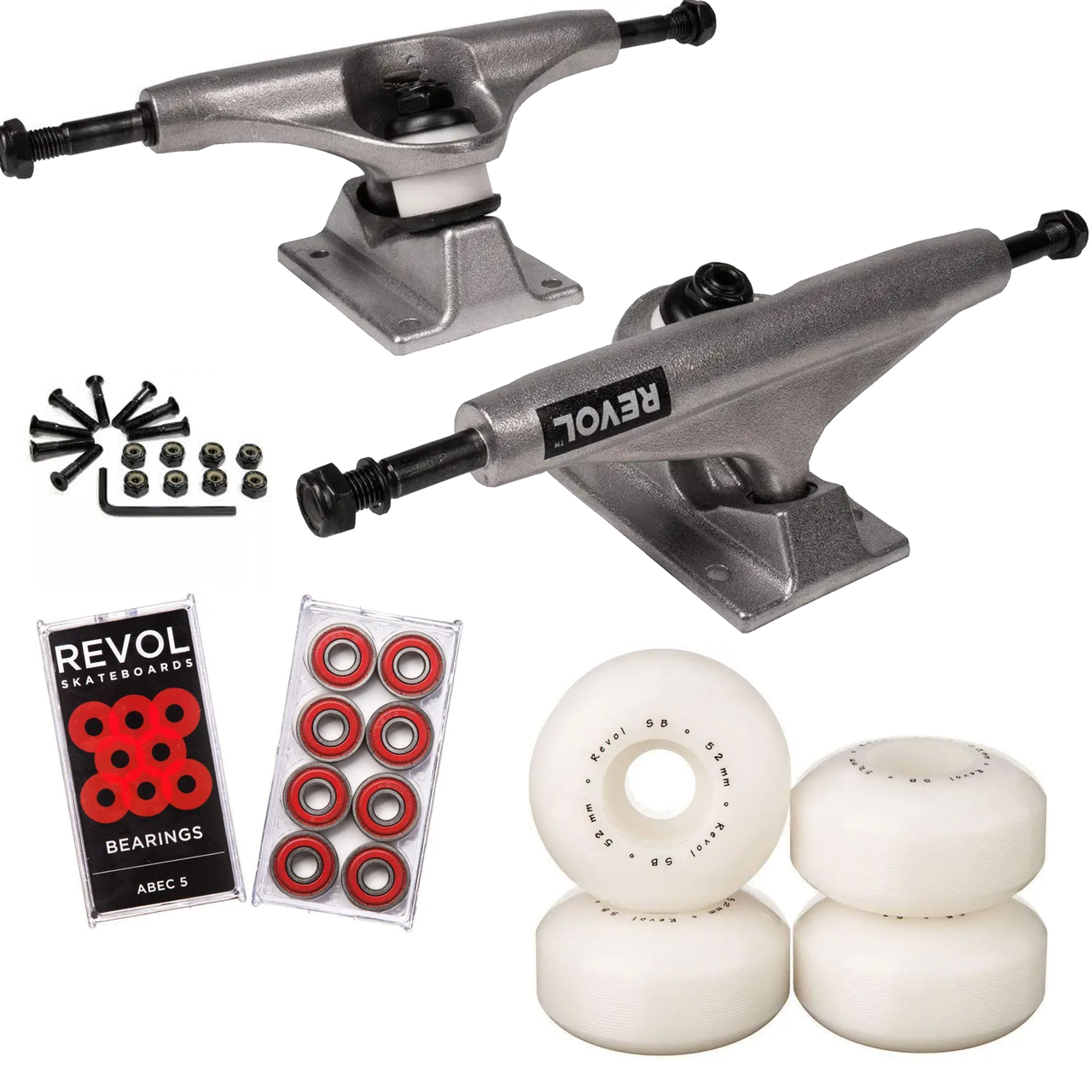 Набір для апгрейду скейтборду Revol: підвіски 6.0, колеса Minimal, підшипники ABEC 5, болти, фото 1