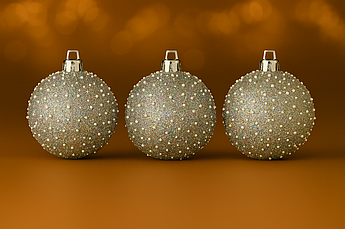 Набір ялинкових куль «Снігопад» Ø10 см, 6 шт, з глітером та імітацією снігу — білий, червоний, золотий, сріблястий, пластик Срібло