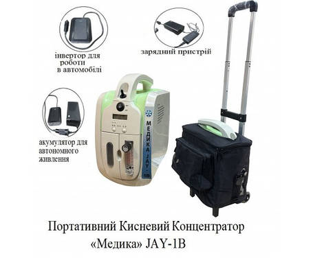 Автономний медичний кисневий концентратор «МЕДИКА» JAY-1-В (комплект для подорожі), фото 1