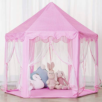 Дитячий намет-будиночок 140х135х135см, Рожевий / Ігровий будиночок для дітей / Ігровий намет