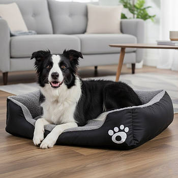 Лежанка для собак та котів 66х50см, Чорний / Лежак-пуфік для кішок та собак / Лежанка для котів