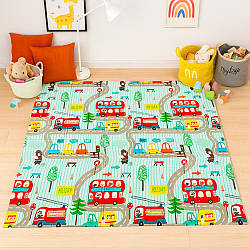 Двосторонній термомат для дітей 180х150см: Ведмедик і траса / Ігровий килимок дитячий / Килимок для дітей