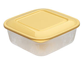 Контейнер харчовий пластиковий 700 мл бежевий 14*14*5,5 см (Полімерагро)