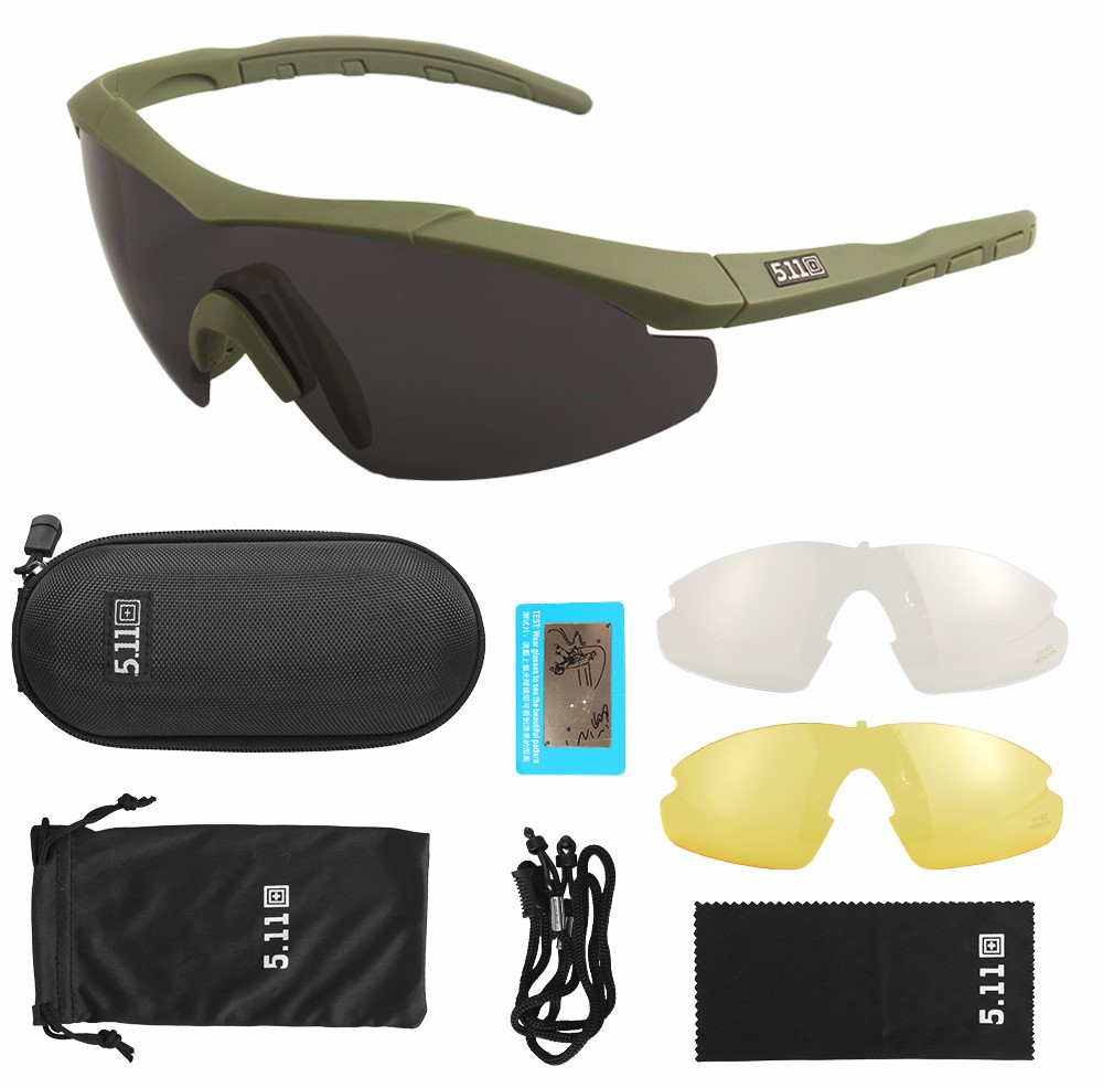 Тактичні окуляри 5.11 Aileron Shield з 3 лінзами 5.11 Tactical олива оправа з поляризацією, фото 1