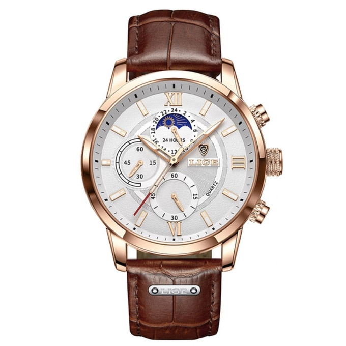 Наручний годинник чоловічий Lige Signature Золотий (2571), фото 1