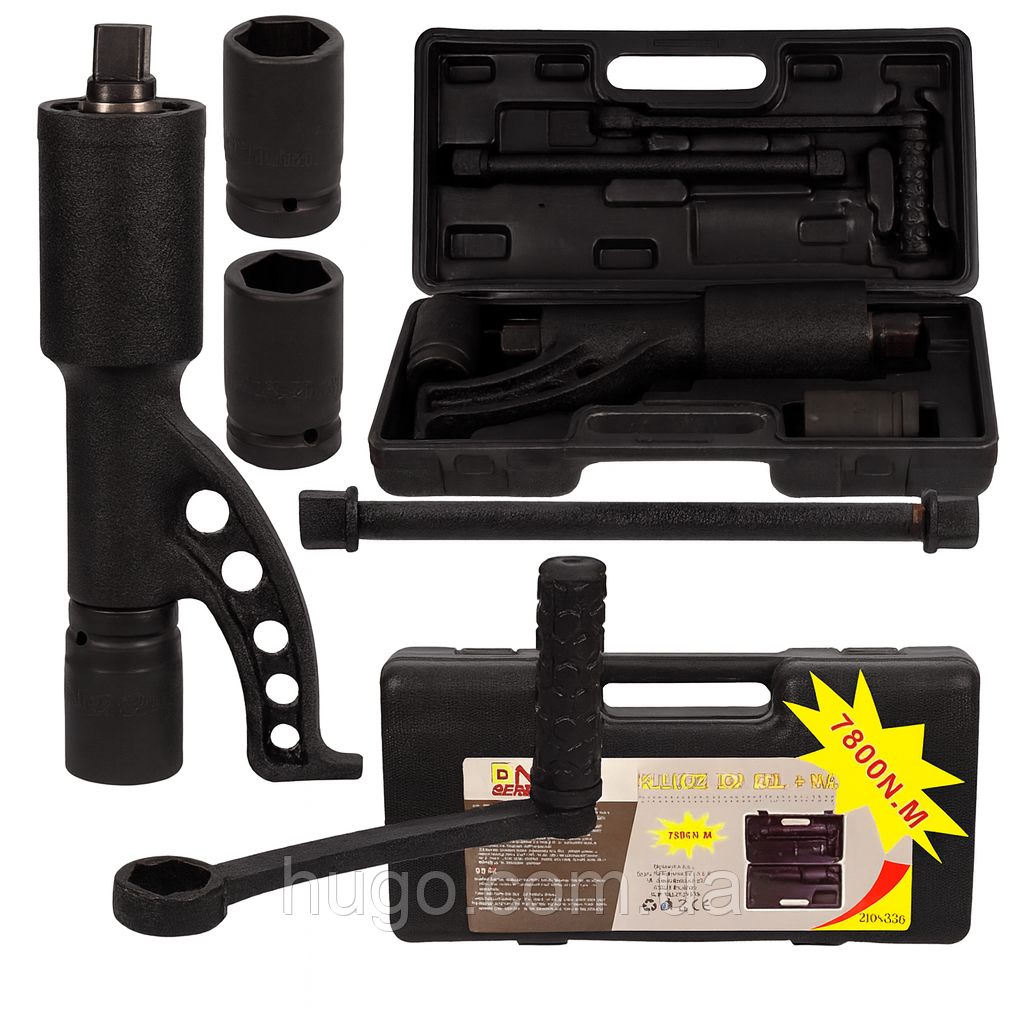 Балонний роторний ключ 7800 Нм із головками 32 мм, 33 мм у кейсі, OX-636 / Планетарний редукторний ключ для коліс, фото 1