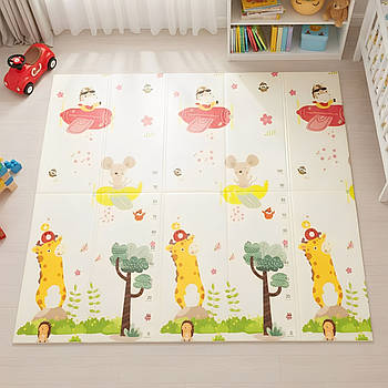 Дитячий термокилимок двосторонній 200х180см, Жираф та Алфавіт / Розвиваючий килимок для дітей / Ігровий килимок дитячий