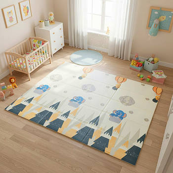 Дитячий термокилимок двосторонній 200х180см, Слоник і Дорога / Розвиваючий килимок для дітей / Ігровий килимок дитячий