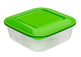 Контейнер харчовий пластиковий 700 мл салатовий 14*14*5,5 см (Полімерагро)