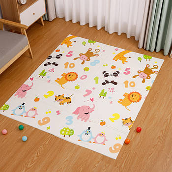 Дитячий термокилимок двосторонній 180х150см, Жираф та цифри / Ігровий килимок дитячий / Розвиваючий килимок для дітей