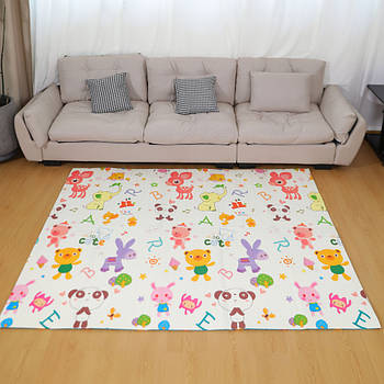 Дитячий термокилимок двосторонній 180х150см, Звірята та дорога / Ігровий килимок дитячий / Розвиваючий килимок для дітей