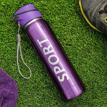 Термос-поїлка з трубочкою 500 мл, Фіолетовий / Вакуумний термос для води / Термопляшка / Еко пляшка для води
