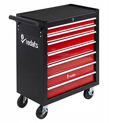 Металевий візок шафа для інструментів із 7 ящиками Redats 07-05-55 на колесах Чорно-червона