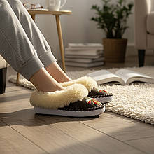 Шкіряні жіночі капці на овчині 094