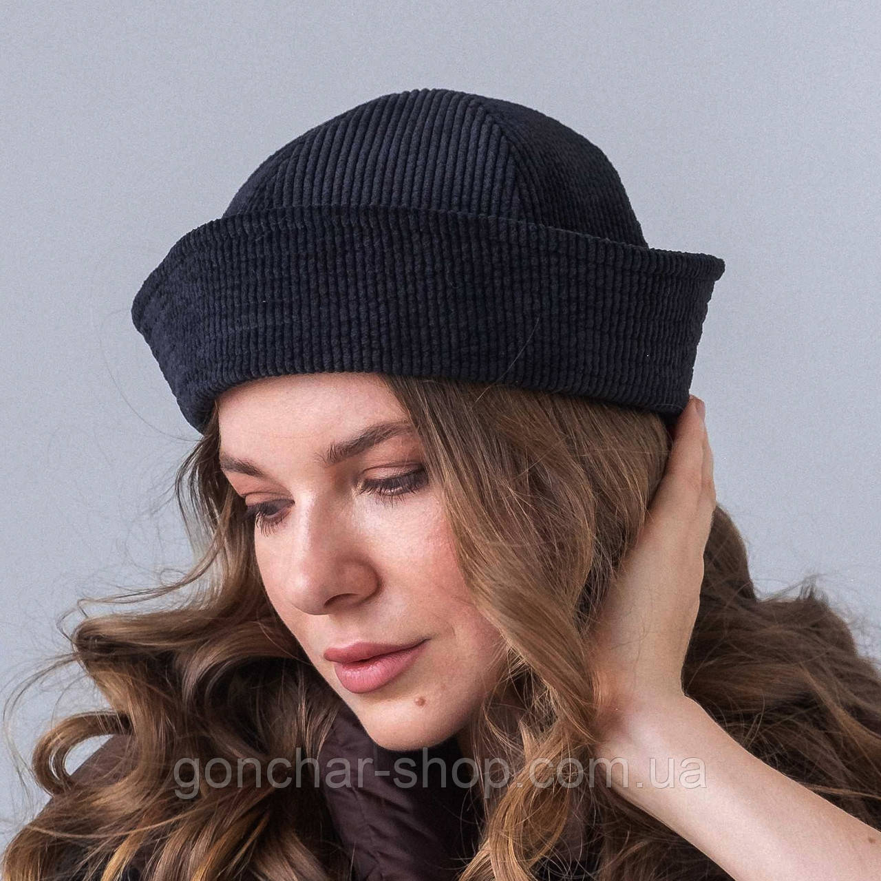 Морячка жіноча берет KENT&AVER вельвет чорний 56-58, фото 1