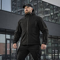 M-Tac зимова чоловіча флісова куртка чорна тактична військова фліска з капюшоном Windblock Division Gen.II