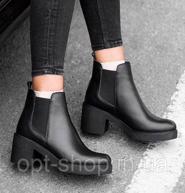 Черевики жіночі зимові шкіряні замшеві чорні коричневі руді на товстому каблуці на хутрі від виробника, фото 1