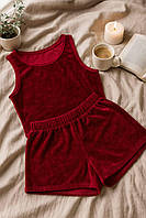 Майка-топ і високі шорти, комплект жіночий плюшевий.