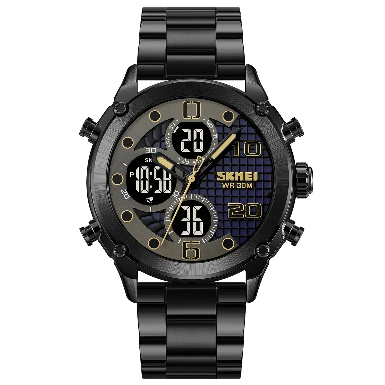 Чоловічий наручний годинник на сталевому браслеті Skmei 1975 Чорний, фото 1