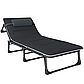 Розкладне ліжко шезлонг домашній з подушкою і матрацом WCG FB-S02-PM + матрац з сітки 3D Air-Mesh Чорний розкладачка лежак, фото 2
