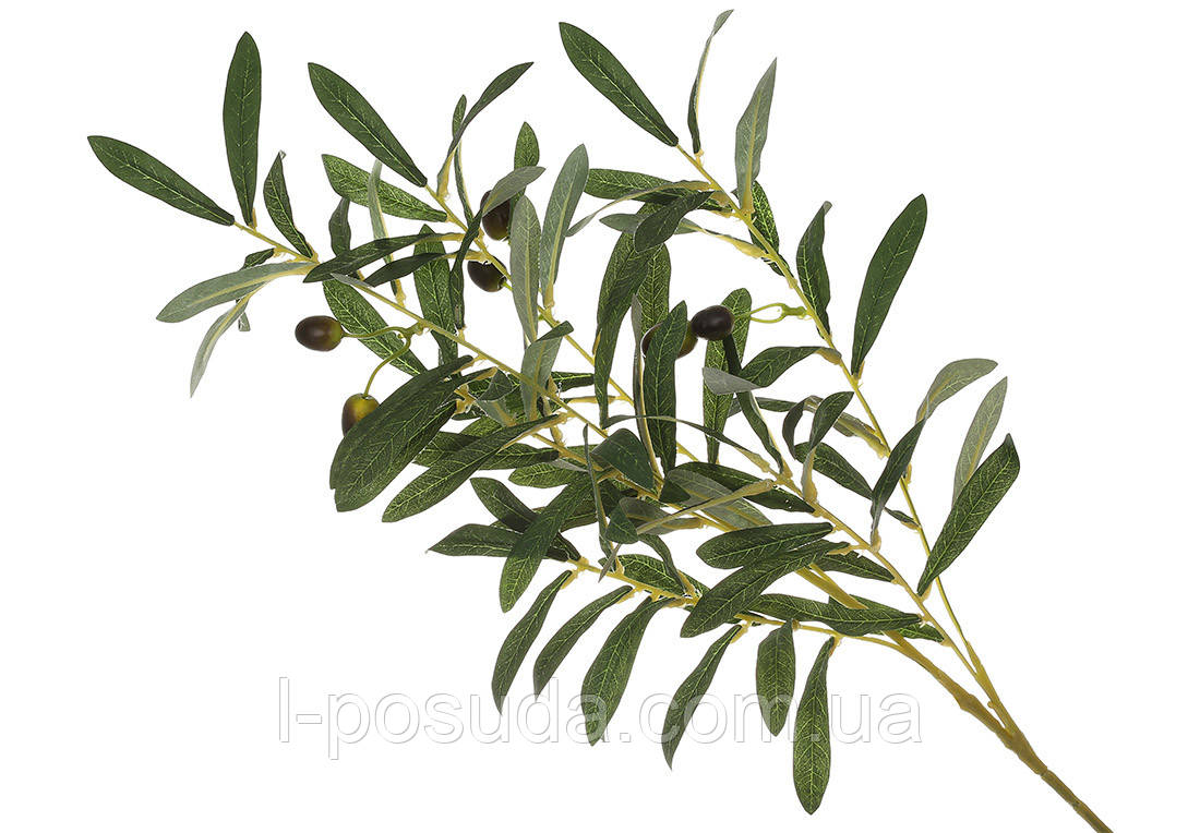 Штучна гілка оливи зелена 90см, фото 1