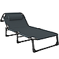 Розкладне ліжко шезлонг домашній з подушкою WCG FB-S02 зі смугастим полотном 600D Oxford + подушка Чорний розкладачка лежак, фото 2