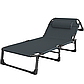 Розкладне ліжко шезлонг домашній з подушкою WCG FB-S02 зі смугастим полотном 600D Oxford + подушка Чорний розкладачка лежак, фото 3