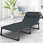 Розкладне ліжко шезлонг домашній з подушкою WCG FB-S02 зі смугастим полотном 600D Oxford + подушка Чорний розкладачка лежак, фото 6