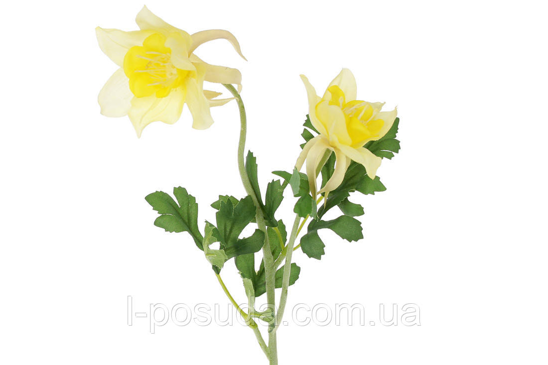 Аквілегія штучна жовта гілка 58 см 2 квітки, фото 1