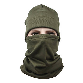 Комплект шапка та баф флісова No Brand JY-139 One Size Green