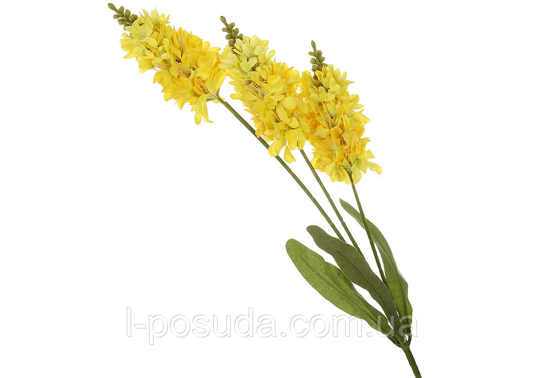 Гілка дельфініума декоративна 75 см, світло-жовта, фото 1